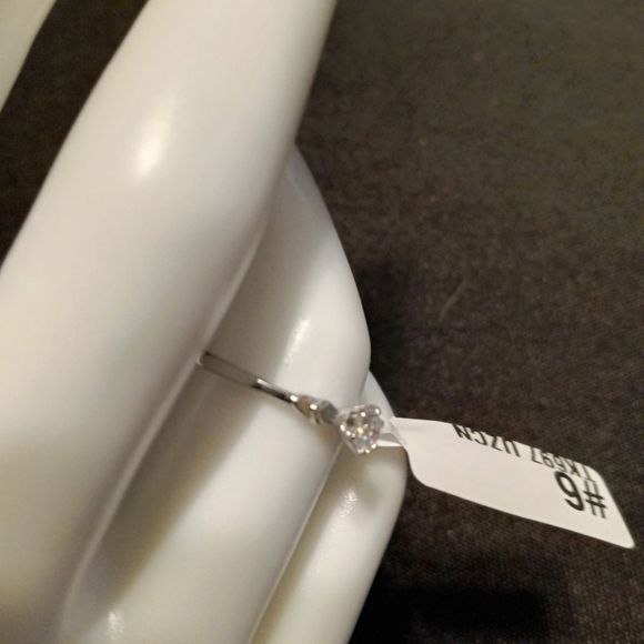 Classic Minimalist Silver Diamond Solitaire - Picture 5 of 9